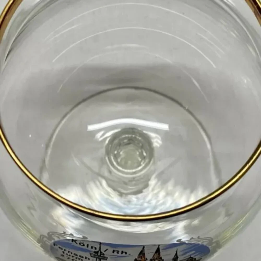 Vintage Koln/Rh. Fernseh Turm 270m City Scene Elegant Goblet Drinking Glass‎ EUC